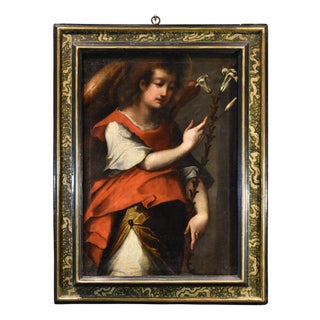Tuscan School Artist, Angel of the Annunciation, 17th Century, Oil on Canvas For Sale