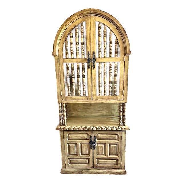 Vintage Spanish Colonial Style Trastero Cabinet From Mexico - 37" X 19" X 81" For Sale