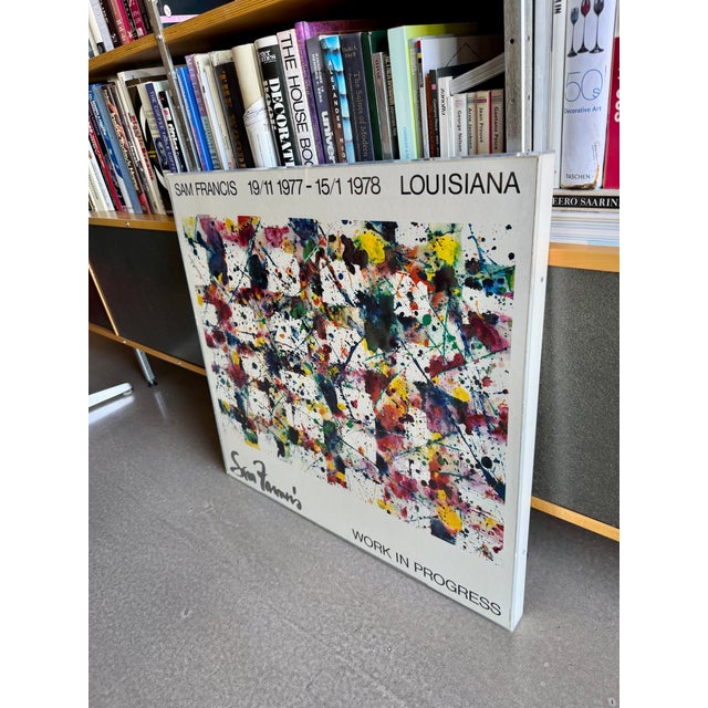Wood Sam Francis 1977 Louisiana Museum Exhibition Poster Custom Acrylic Box Frame Jerry Solomon Munn Denmark For Sale - Image 7 of 18