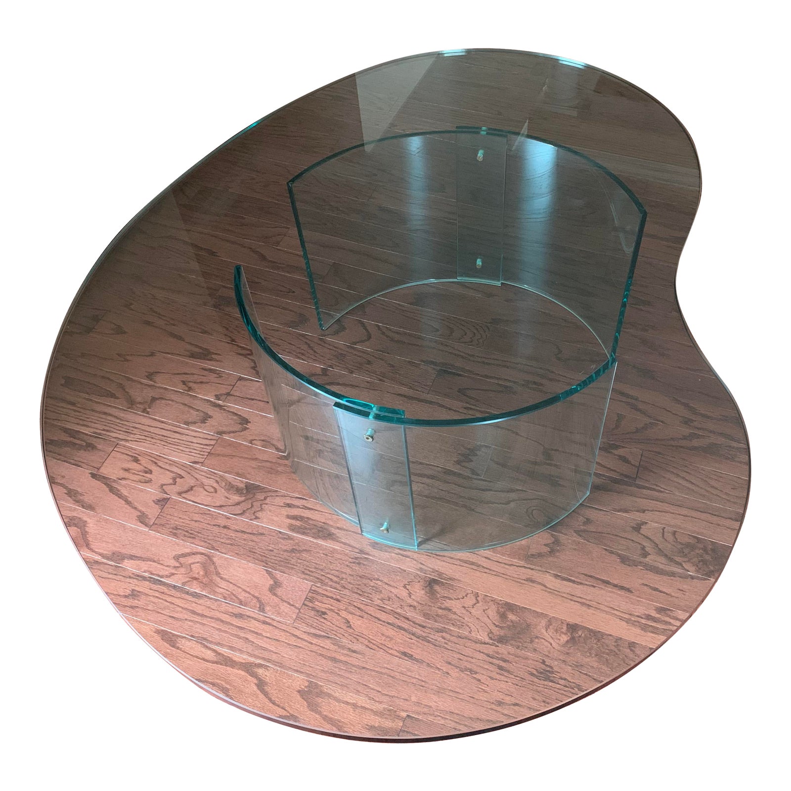 Modern KidneyShaped Glass Coffee Table Chairish