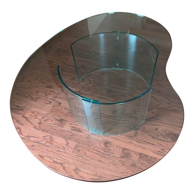 Modern KidneyShaped Glass Coffee Table Chairish