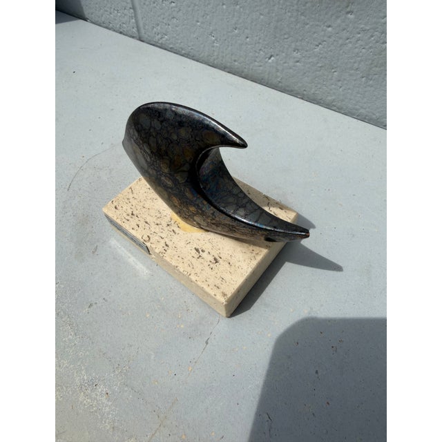Contemporary Vintage Mid-Century Spanish Minimalist Stone Fish Sculpture by Agulló De C. For Sale - Image 3 of 9