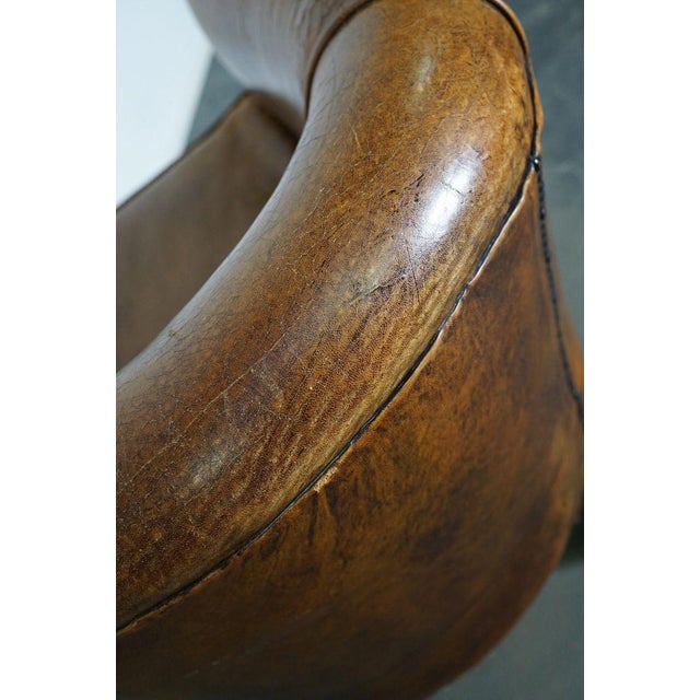 Vintage Dutch Cognac Leather Club Chair For Sale - Image 17 of 18