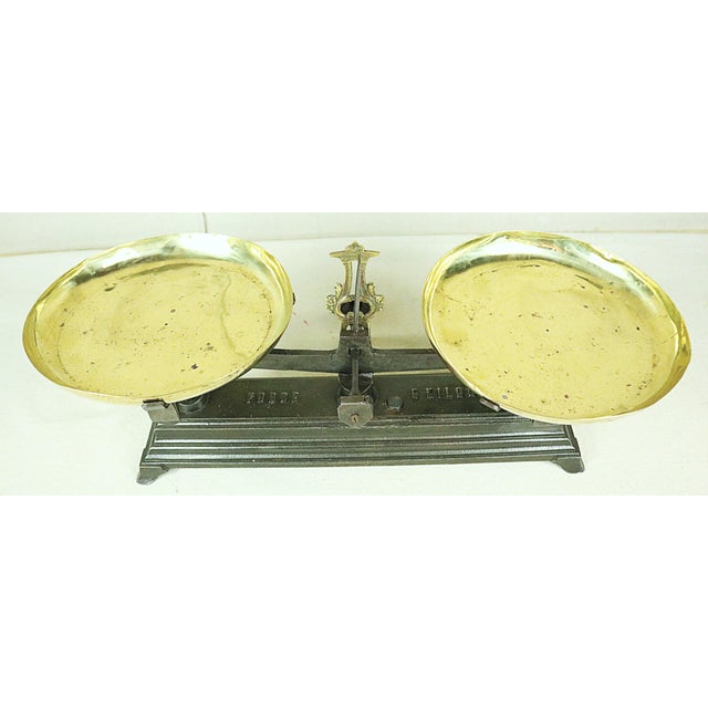 French Late 19th Century French, Brass and Iron Store Scale For Sale - Image 3 of 8