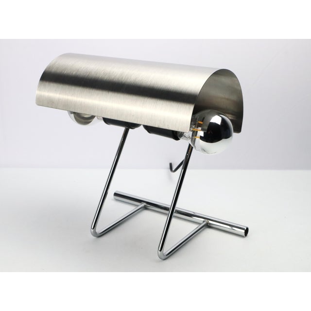 Vintage Stainless Steel Table Lamp in the style of François Monnet, 1970s For Sale - Image 13 of 13
