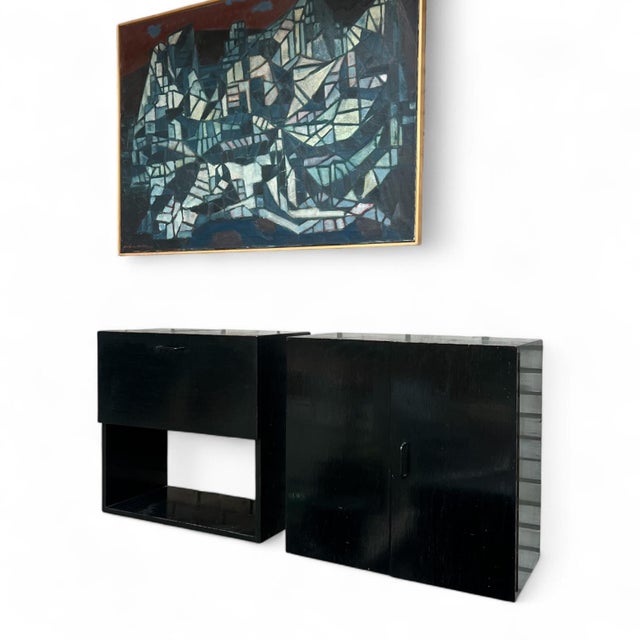 Vintage Black Cabinets by Wim Den Boon, 1950s, Set of 2 For Sale - Image 9 of 14