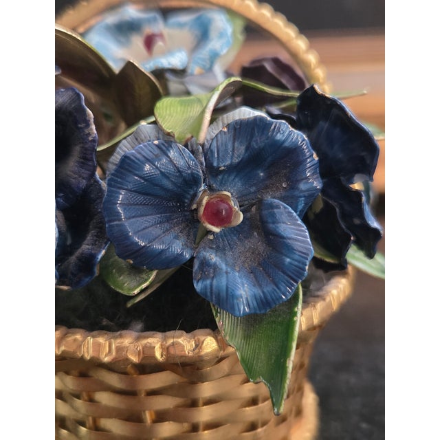 Metal 1970s Fleurs Des Siecles Pansy Floral Arrangment Basket by Jane Hutcheson for Gorham For Sale - Image 7 of 10