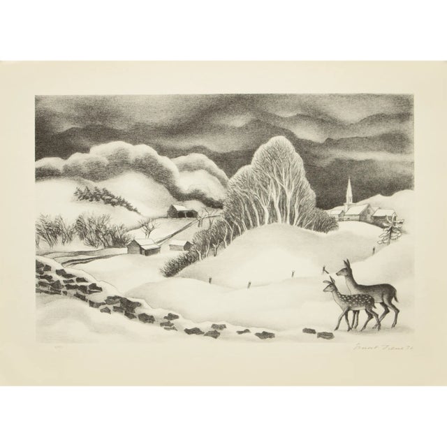 1939 After Ernest Fiene "Winter Evening", First Edition Period Offset Lithograph For Sale