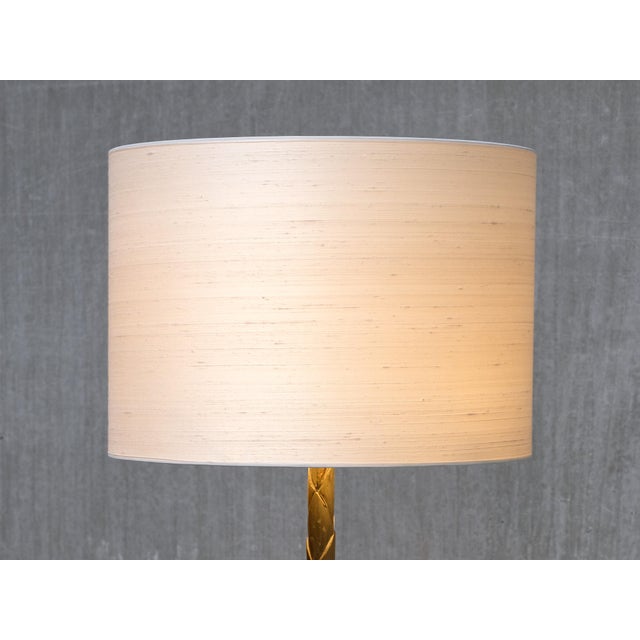 Metal Brass Tripod Floor Lamp with Foliate Decor from Maison Baguès, France, 1940s For Sale - Image 7 of 11