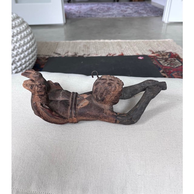 Wood Antique French Hand-Carved Altar Cherub For Sale - Image 7 of 12