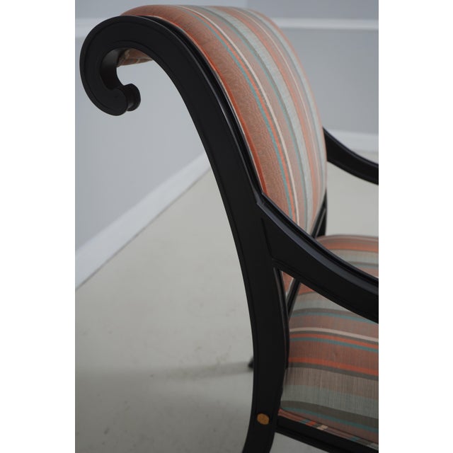 Textile Set of 8 Fabrizi Black Upholstered Regency Dining Room Chairs For Sale - Image 7 of 18