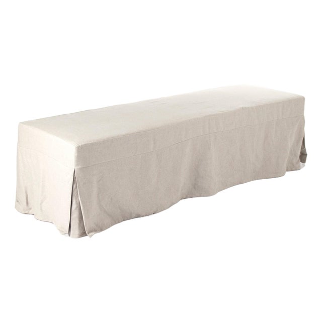 Sadie Slipcover Bench in Natural Linen For Sale