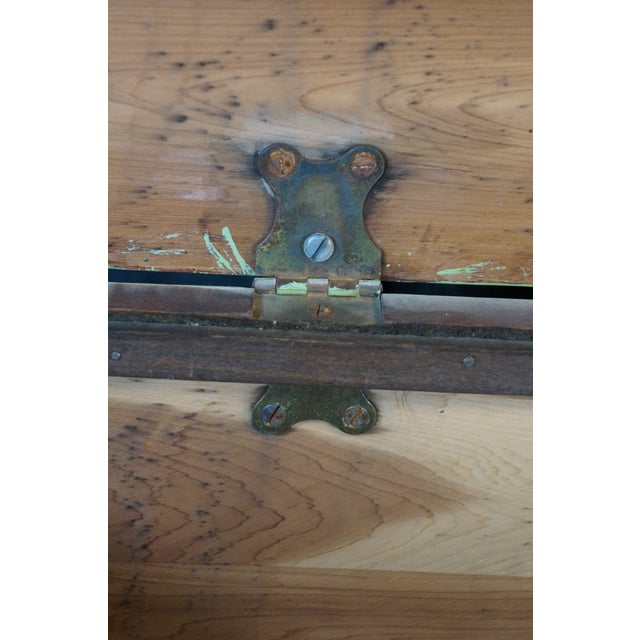 Vintage American Country Farmhouse Green Painted Chic Pine Blanket Chest Trunk For Sale - Image 14 of 18