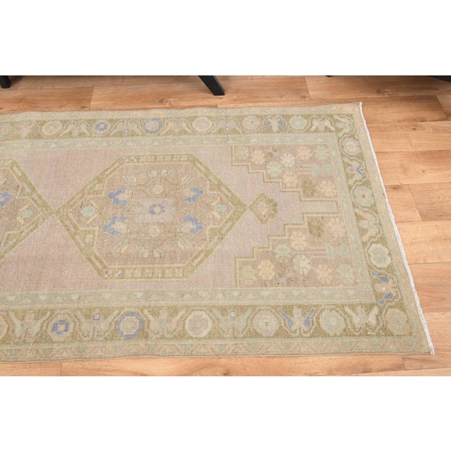 1970s 1970s Vintage Handmade Wool Cotton Turkish Beige Runner Rug For Sale - Image 5 of 11