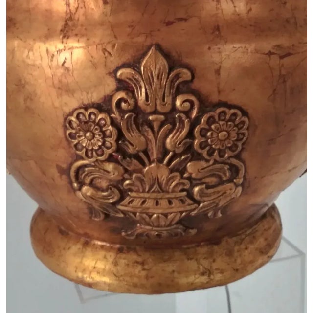 1970s Mid-Century Large Gold Leaf Lamp For Sale In Los Angeles - Image 6 of 13