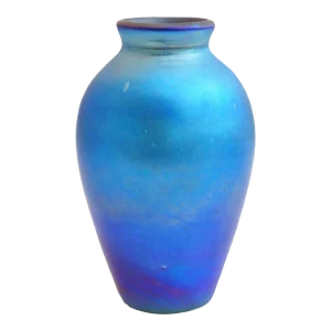 American Blue Iridescent Art Glass Vase Lamp Base