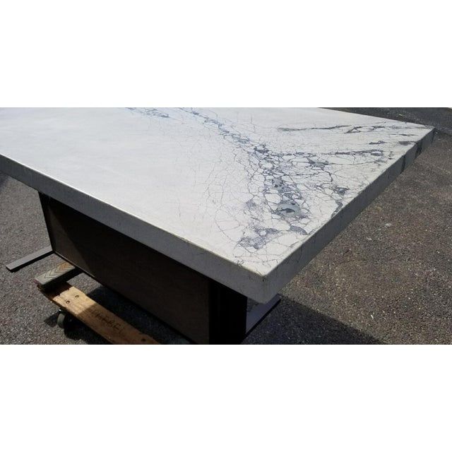 Contemporary Metal With Salvaged Wood Plank Base Quartz Top Dining