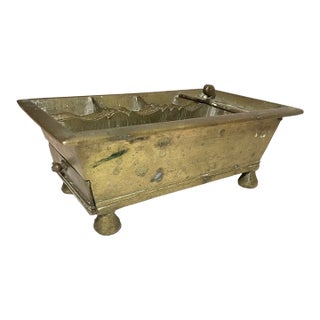 Rare Antique 18th Century Handmade Brass Smoking Stand Desk Caddy Humidor Box For Sale