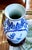 Bunny Williams Home Blue and White Chinoiserie Vase on Carved Wooden Stand For Sale - Image 4 of 7
