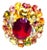 Bochic “Orient” Vintage Diamond, Ruby & Multi Sapphire Ring Set In 18K Gold & Si For Sale