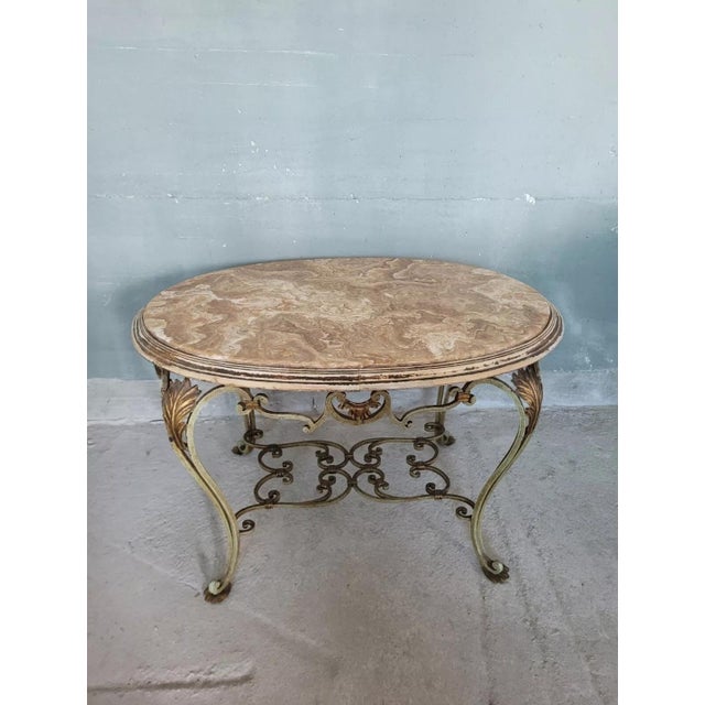 Wrought Iron and Marble Coffee Table For Sale - Image 3 of 18