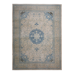 1970s Vintage Persian Handknotted Wool Blue Oversize Area Rug