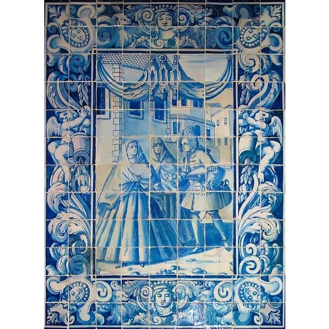 18th Century Portuguese Azulejos Tiles Panel with Cityside Decor For Sale - Image 6 of 6