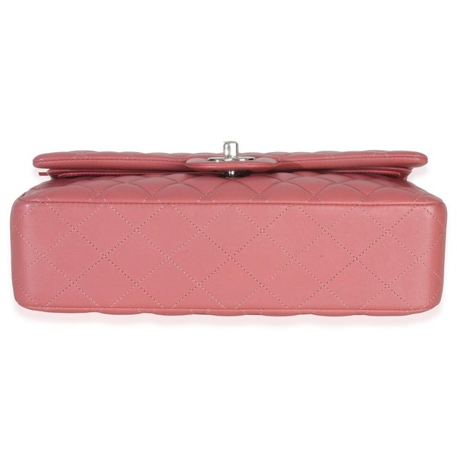 2010s Pink Quilted Lambskin Medium Classic Double Flap Bag For Sale - Image 5 of 9