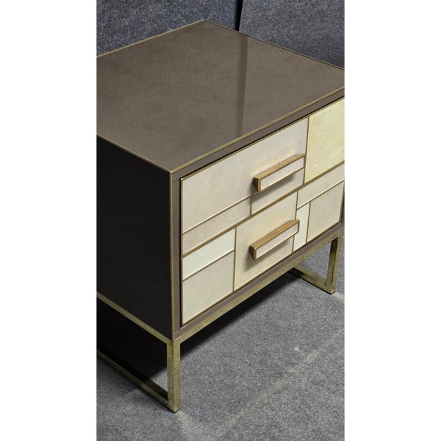 Bedside Table in Walnut and Stone-Effect Glass from Justfurnituress SRL For Sale - Image 9 of 18