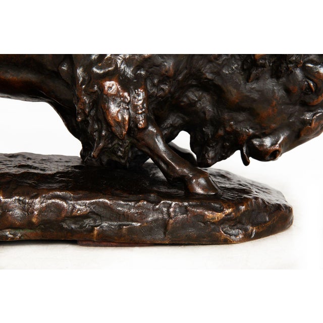 Fine Antique French Bronze Sculpture of Bison and Jaguar by Georges Gardet For Sale - Image 10 of 18