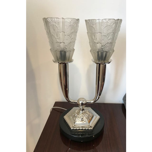Art Deco French Art Deco Floral Table Lamp For Sale - Image 3 of 12