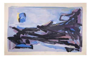 Emile Marze, Abstract Composition in Blue, Etching, 1980s