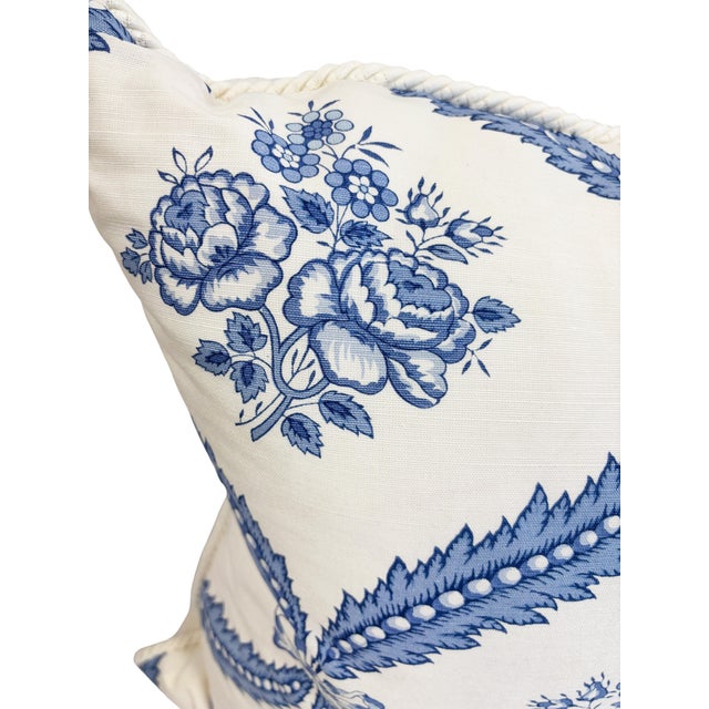 2020s Blue and White Bennison Print Pillow For Sale - Image 5 of 5