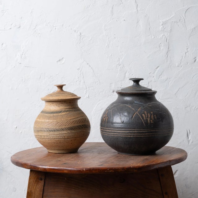 Mid-Century Modern Charles Counts Pottery Lidded Jars - a Pair For Sale - Image 3 of 13