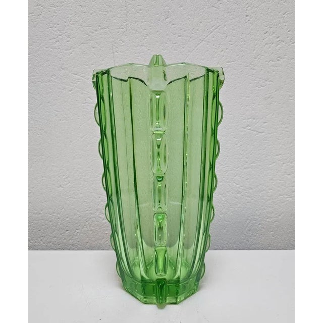 Art Deco Green Glass Sculpural Vase, 1960s For Sale - Image 3 of 8