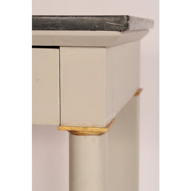 Antique Empire Style Painted Console Table With Marble Top For Sale - Image 9 of 12