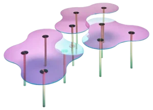 Glass Coffee Table by Sebastian Scherer, Set of 3