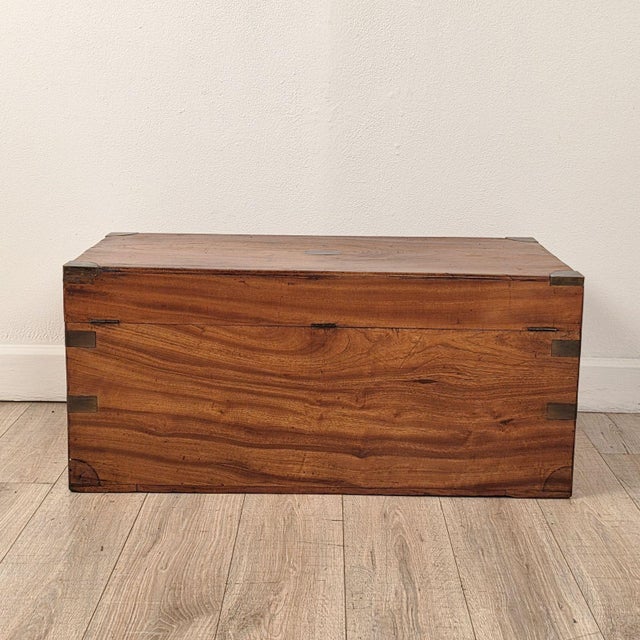 Late 19th Century Chinese Camphor Brass Mounted Campaign Trunk, Circa 1890 For Sale - Image 5 of 10