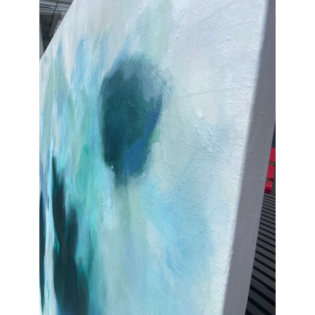 “But Still, You” Large Lyrical Abstraction Diptych Painting in Ethereal Greens and Blues by Stacey Warnix For Sale - Image 14 of 16