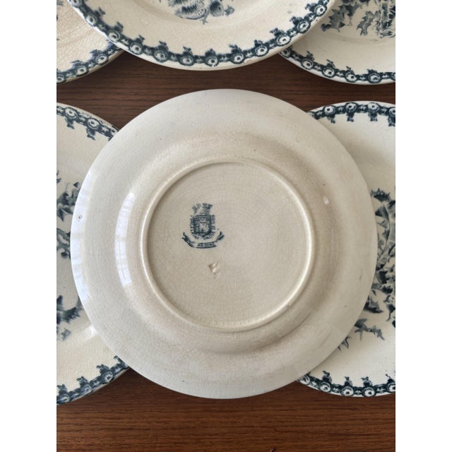 Vintage Dessert Plates with Chardon Pattern from Gien, 1940s, Set of 6 For Sale - Image 4 of 10