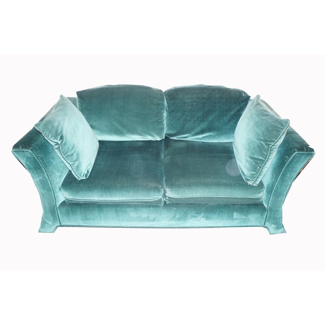 Broyhill Emerald Green Velvet Loveseat Chairish