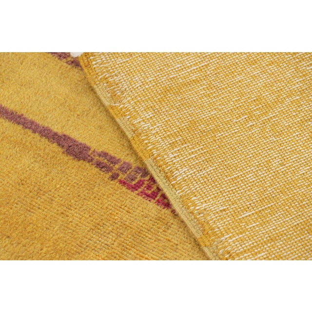 Textile Vintage Zeki Müren Rug, Bold and Playful Geometric Pattern on Gold - Rug & Kilim For Sale - Image 7 of 7