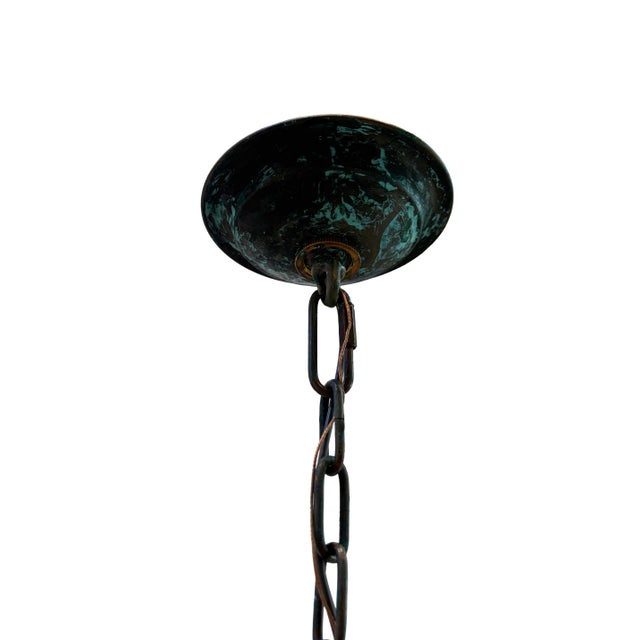 Mid 20th Century Octagonal Lantern Chandelier With Verdigris Finish For Sale In Phoenix - Image 6 of 6