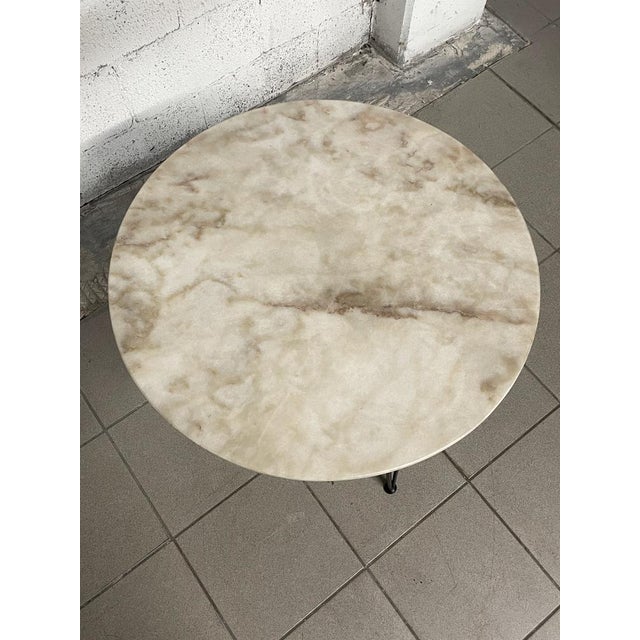 Metal Service Table with White Marble Top, 1950s For Sale - Image 7 of 15