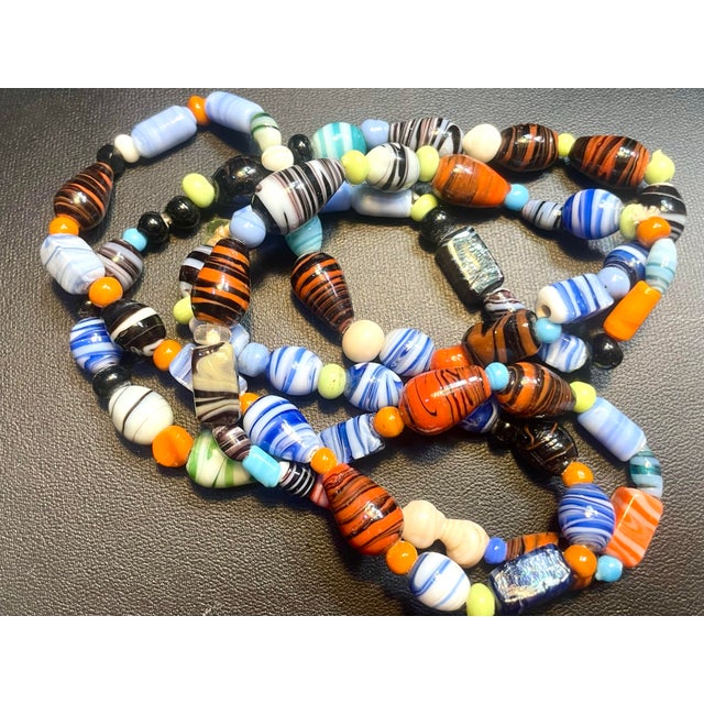 MCM Bohemian/Czech lampwork art glass necklace originating from the historic glassmaking centers of Jablonec nad Nisou...