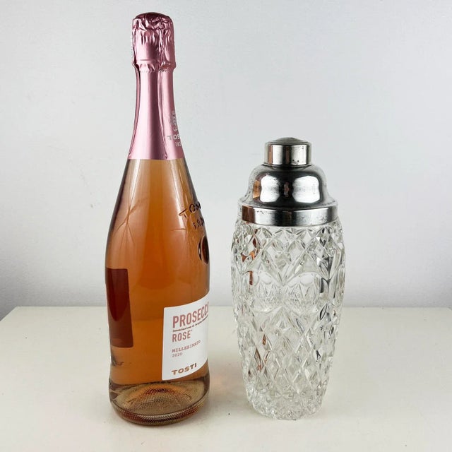 Vintage Italian Crystal and Silver Cocktail Shaker, 1940s For Sale - Image 10 of 11