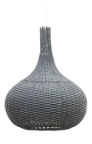 Mid-Century Blue Wicker Pendant Light