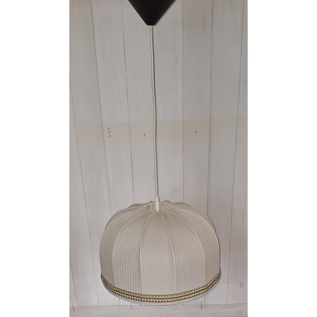 Vintage German Pendant Lamp with Fabric Shade, 1970s For Sale - Image 4 of 7