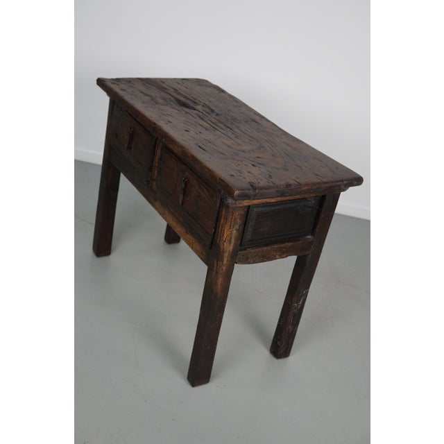 Antique Spanish Rustic Farmhouse Chestnut Side or Console Table, 18th Century For Sale - Image 10 of 14