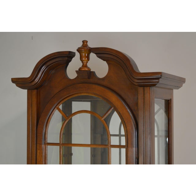 Traditional Cherry Narrow Curio Display Cabinet | Chairish